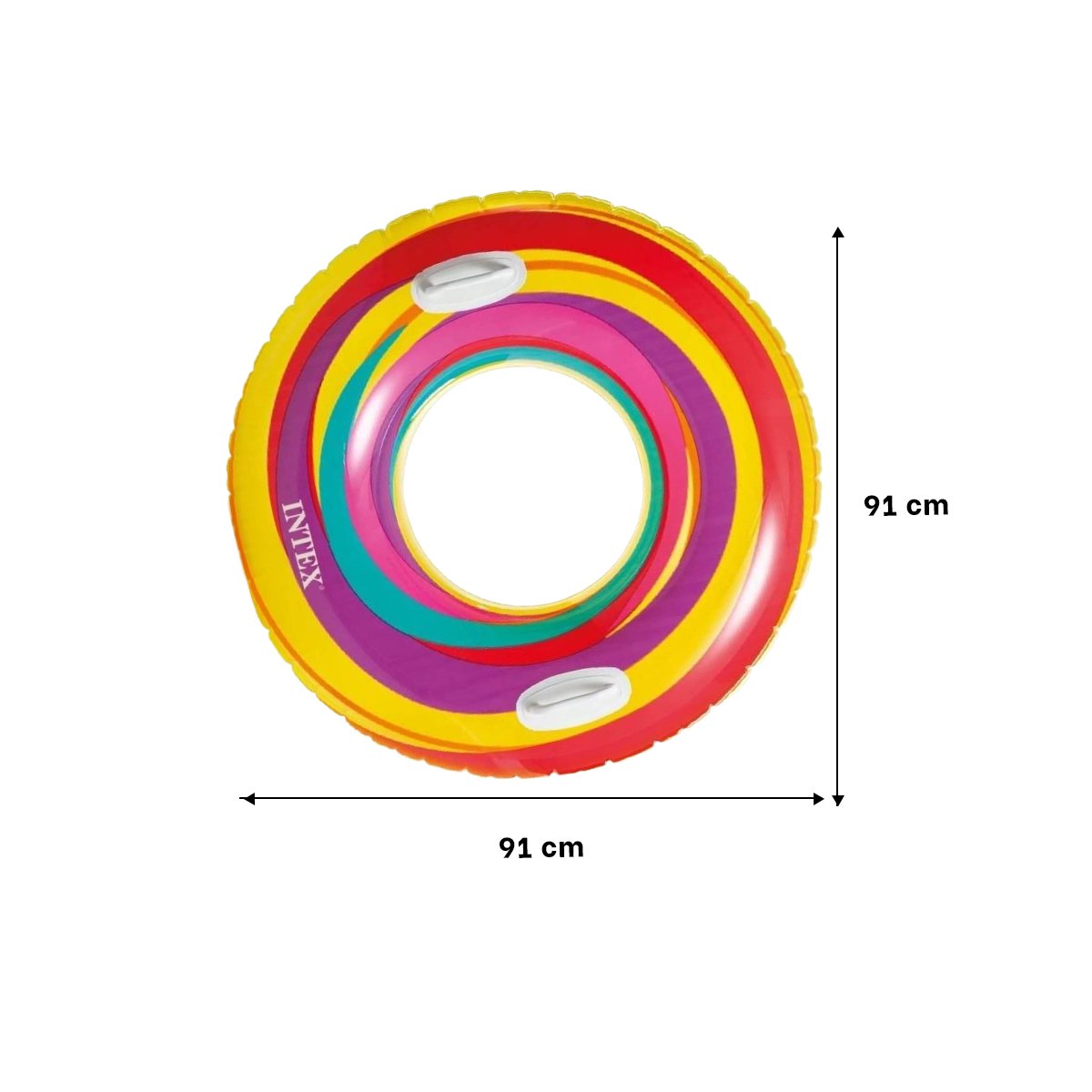 PACK6 FLOTADOR CIRCULAR ARCOIRIS MORADO DE 91 CM PARA VERANO EN CASA Y+REGALO STICKER - 4