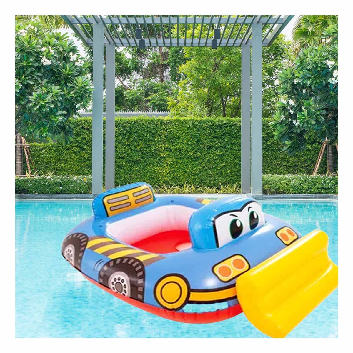 PACK12 RUEDA CARROS PARA NIÑO CON DISEÑO DE TRACTOR COLOR CELESTE PARA PISCINA - 5