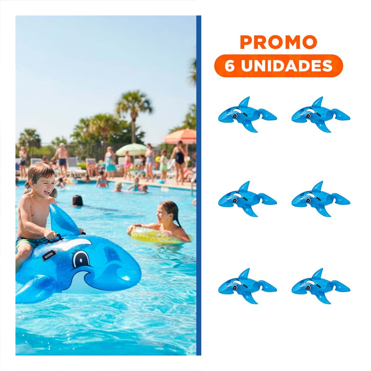 PACK6 ELEMENTO ACUATICO INFLABLE PARA PISCINA CON ESTILO MARINO - 1