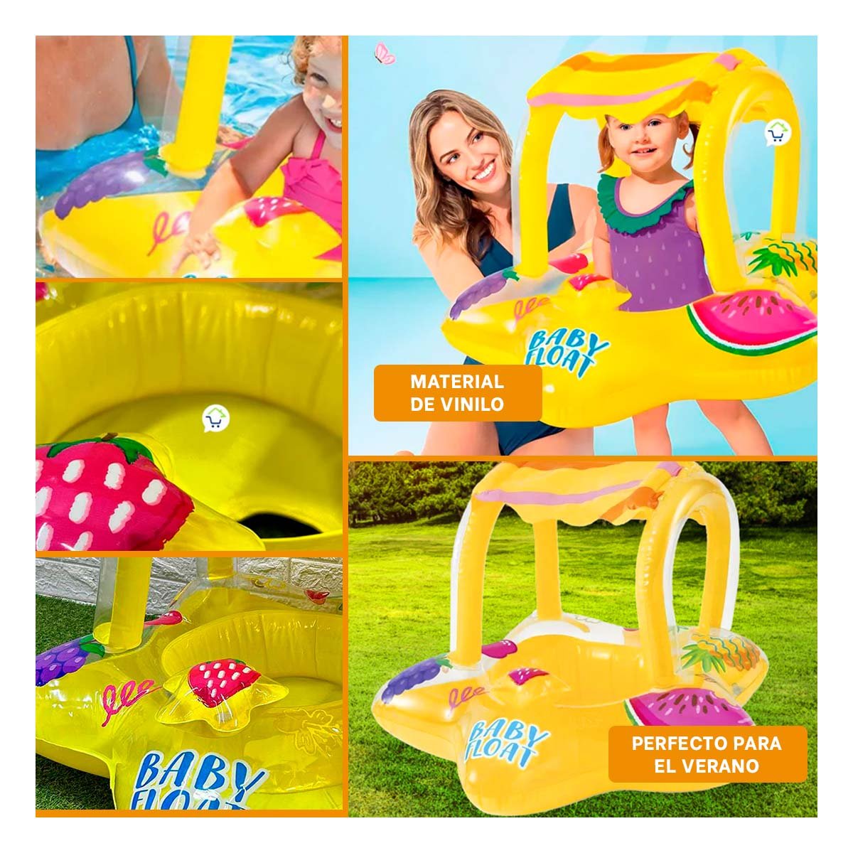 PACK6 BOYA SEGURA AMARILLO FLOTADOR INFLABLE PARA NIÑOS PISCINA DIVERTIDO Y+PAPEL REGALO - 3