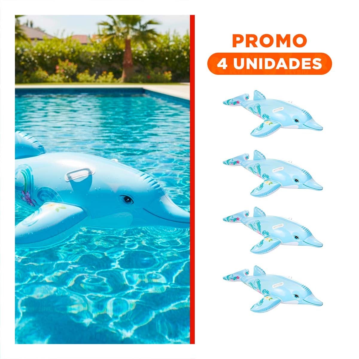 PACK4 FLOTADOR PARA AGUA CON DISENO DE DELFIN PARA EXTERIOR Y+REGALO STICKER - 1