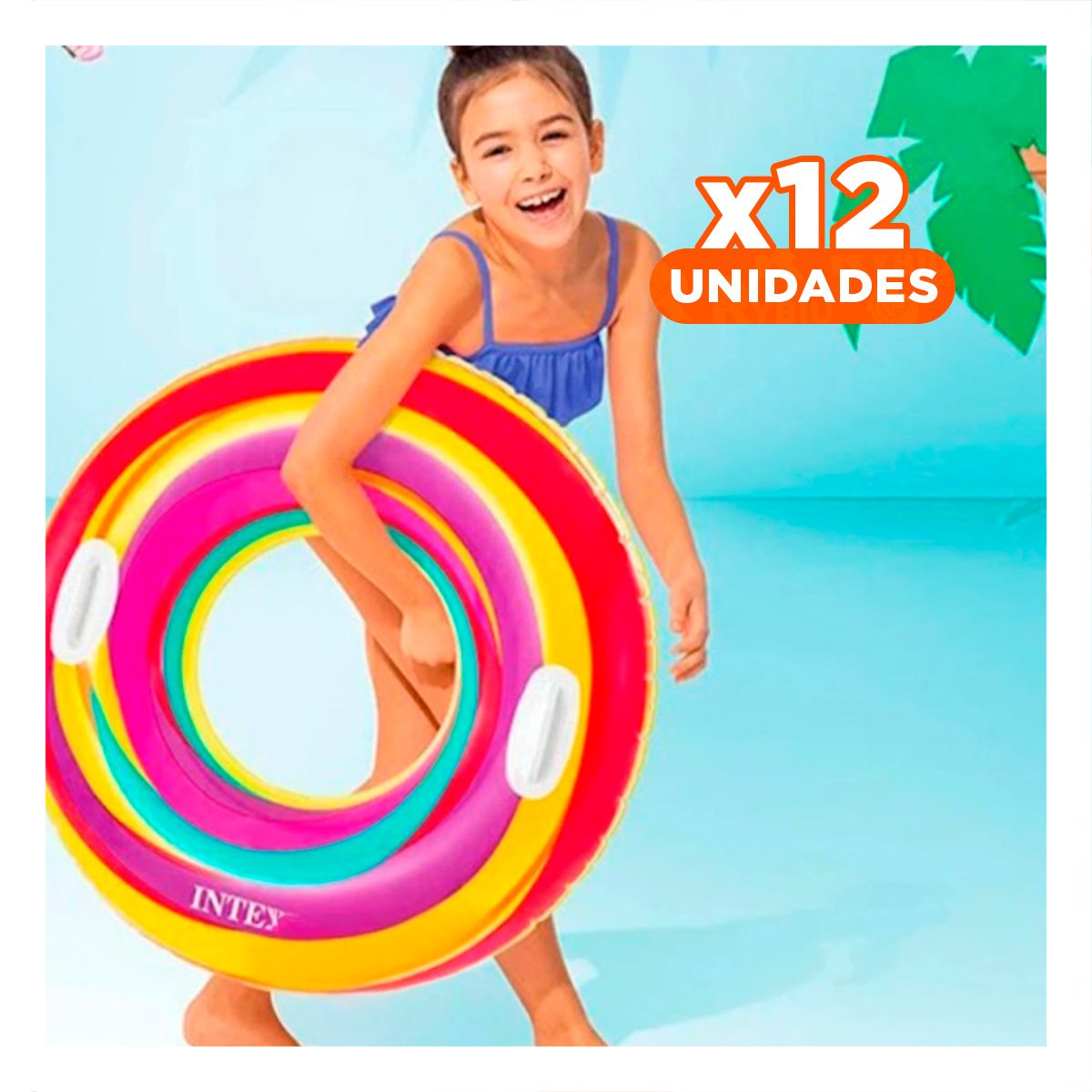 PACK12 ARO FLOTANTE ARCOIRIS MORADO DE 91 CM PARA TIEMPO LIBRE - 1