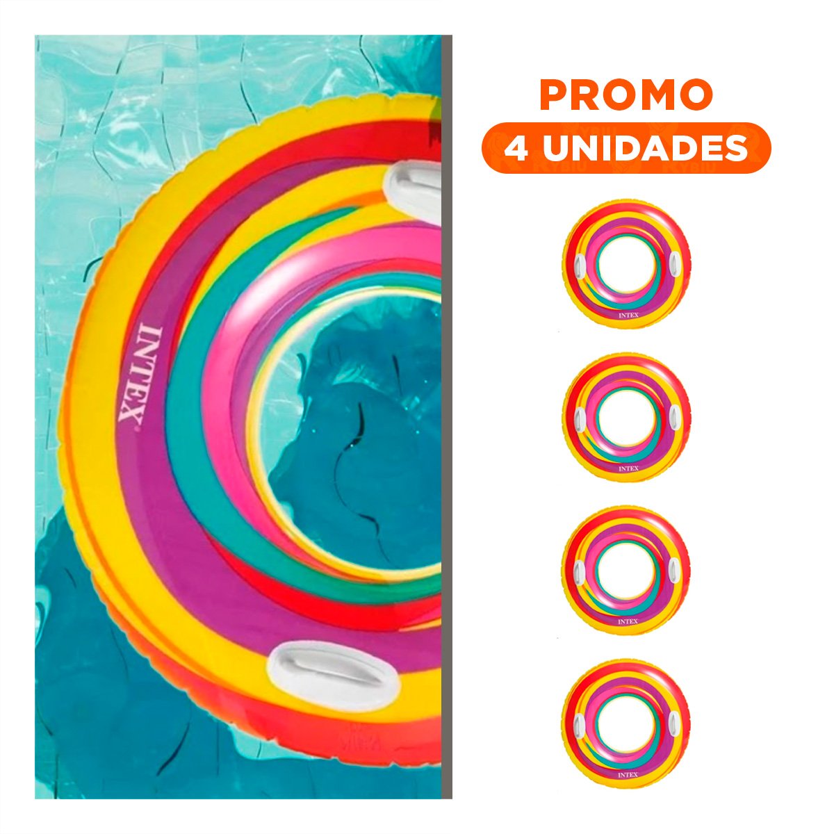 PACK4 FLOTADOR ARCOIRIS COLOR MORADO DE 91 CM PARA PISCINA FAMILIAR Y+REGALO STICKER - 1