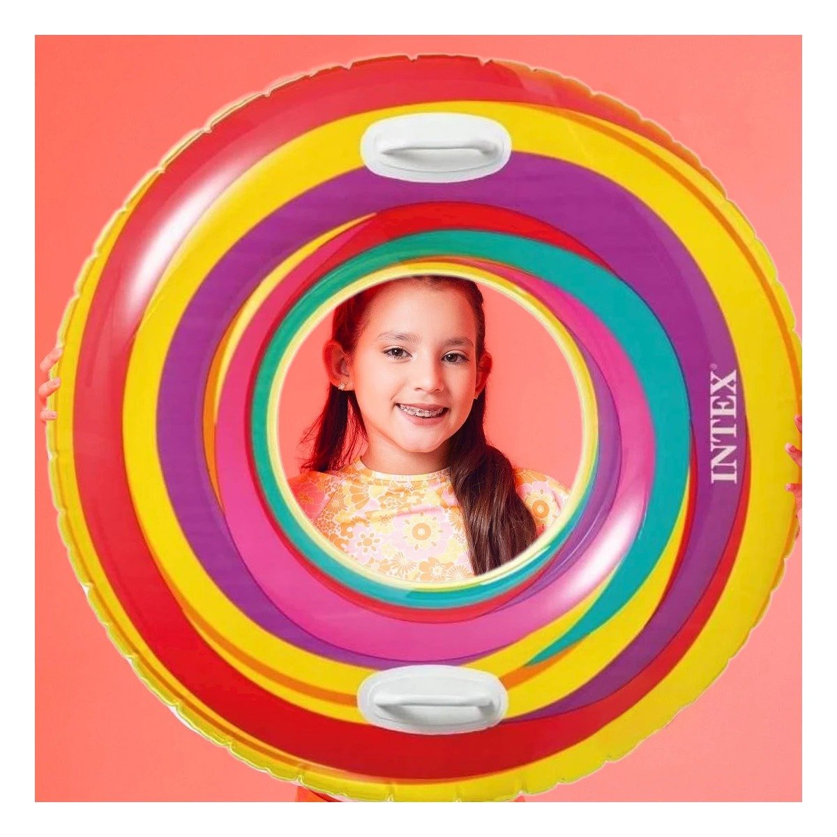 PACK4 FLOTADOR ARCOIRIS COLOR MORADO DE 91 CM PARA PISCINA FAMILIAR Y+REGALO STICKER - 3