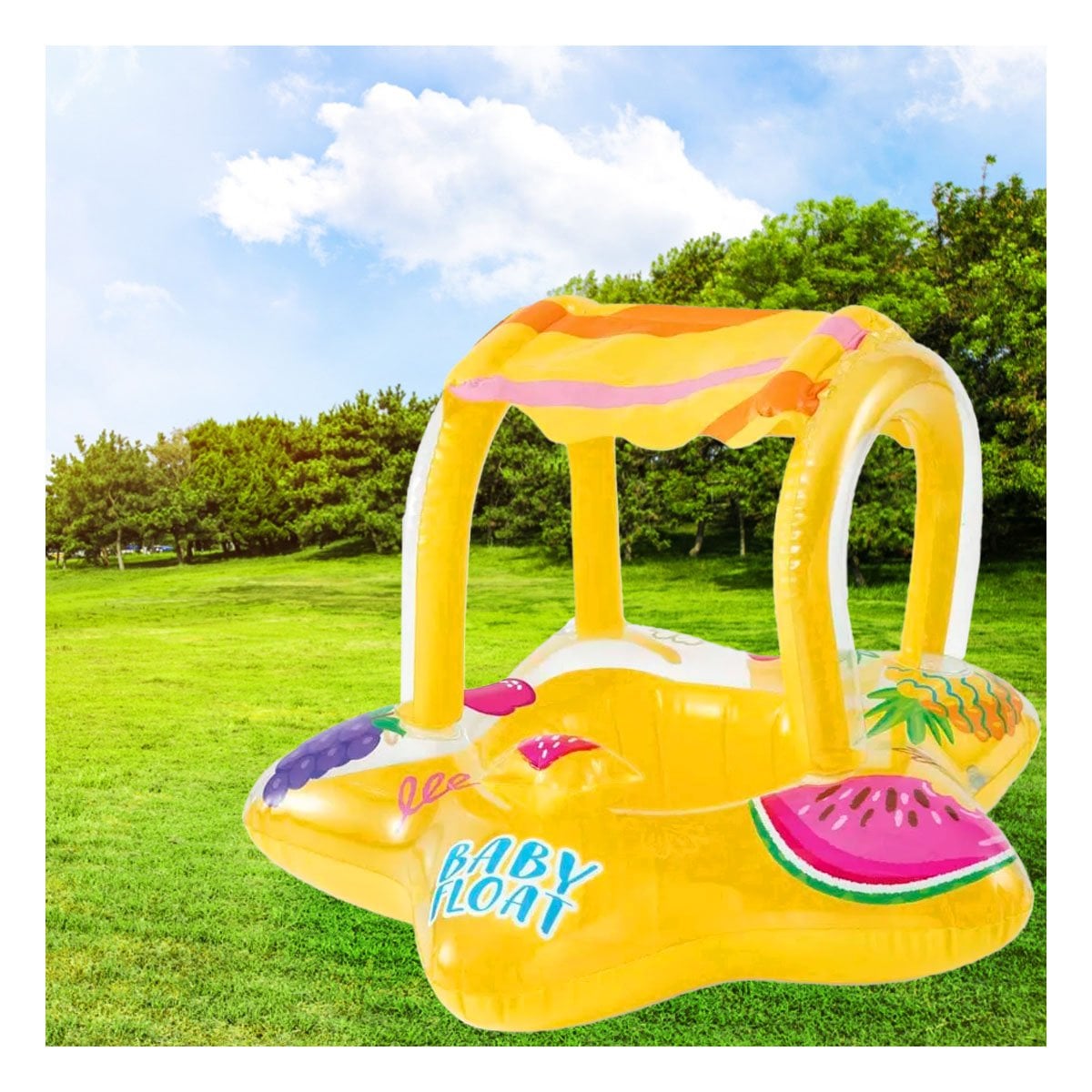 PACK4 ANILLO DIVERTIDO AMARILLO FLOTADOR NIÑOS INFLABLE PISCINA PORTATIL FACIL INFLADO - 3