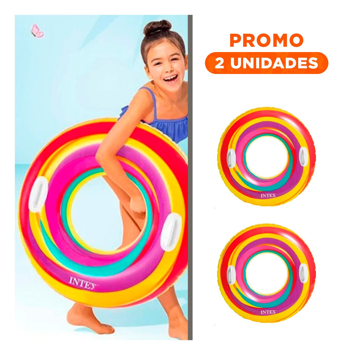 PACK2 FLOTADOR ARCOIRIS MORADO DE 91 CM PARA ACTIVIDADES ACUATICAS - 1