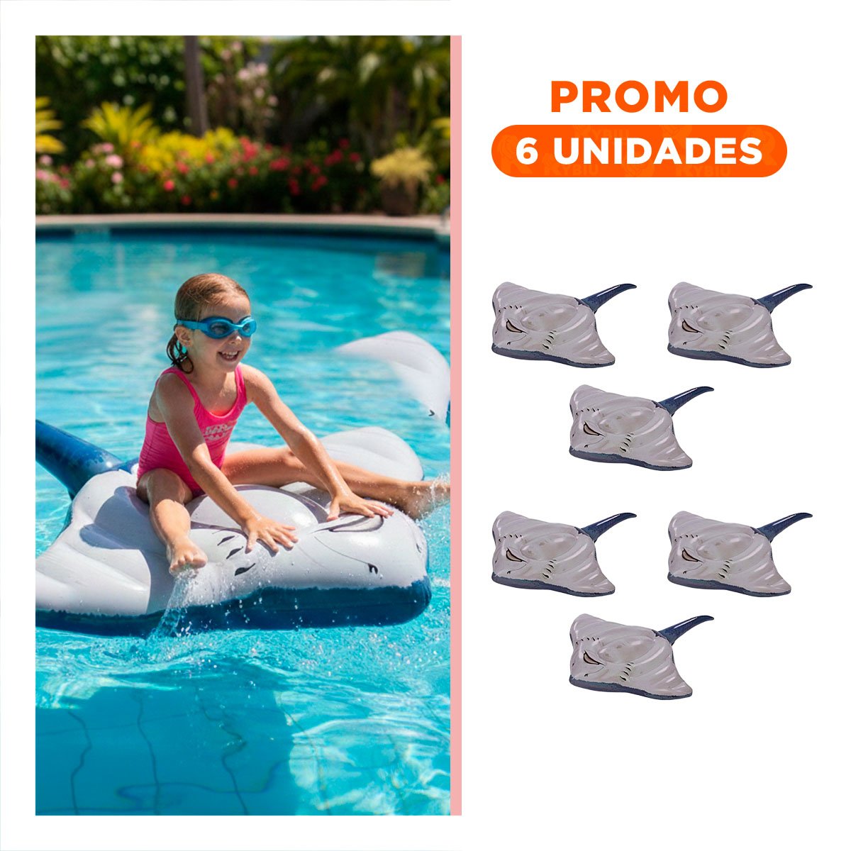 PACK6 FLOTADOR DE AGUA AMPLIO CON FIGURA DE MANTARRAYA - 1