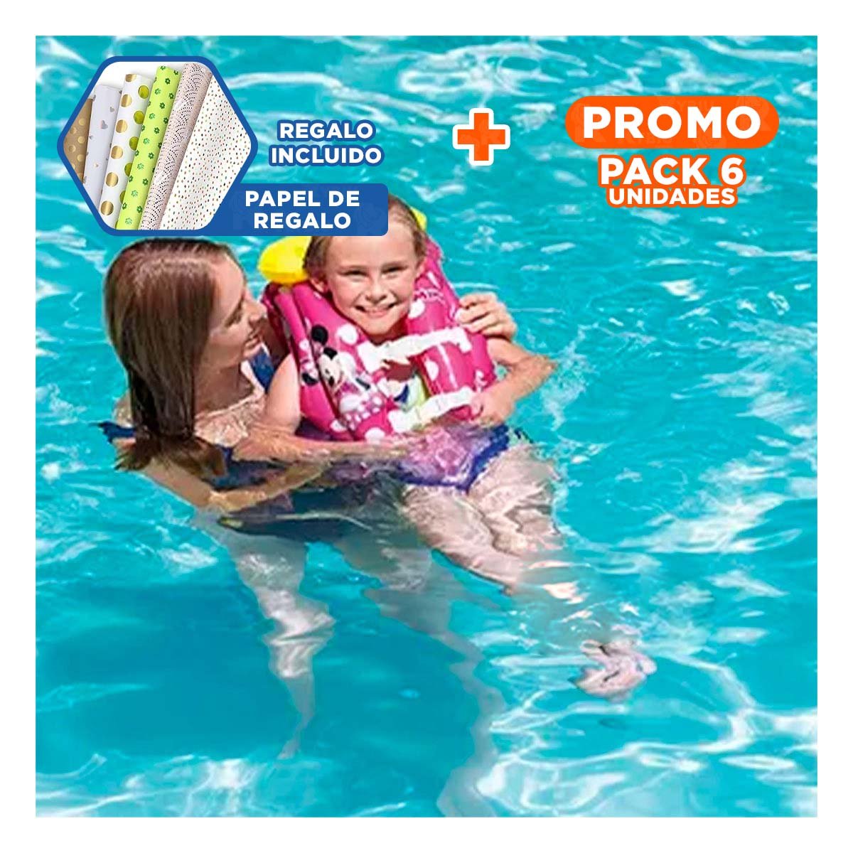 PACK6 ACCESORIO PRACTICO PARA APRENDIZAJE DE NATACION EN PISCINA Y+PAPEL REGALO - 1