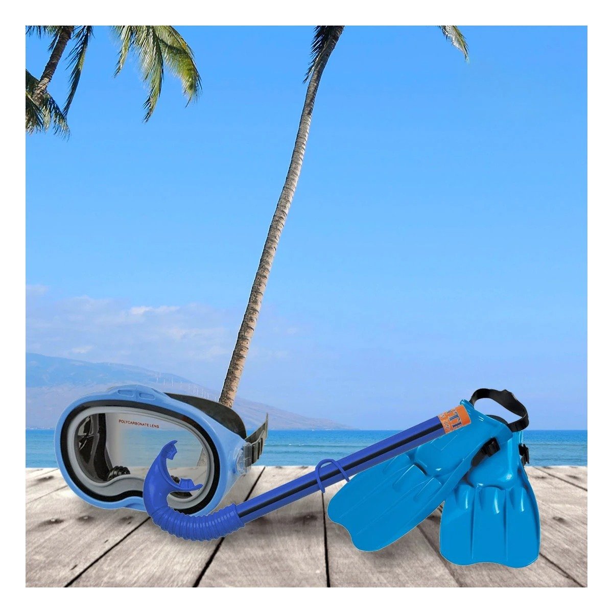 PACK6 KIT AZUL PARA AGUA PARA NINOS CON VISOR TUBO Y ALETAS - 3