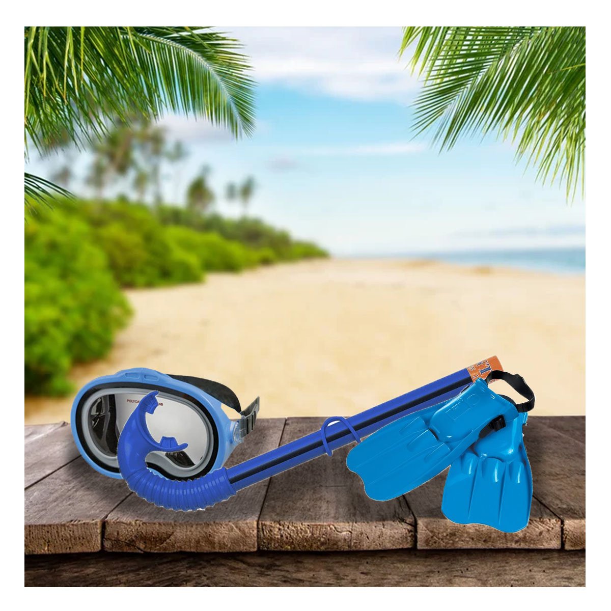 PACK6 KIT AZUL PARA AGUA PARA NINOS CON VISOR TUBO Y ALETAS - 5