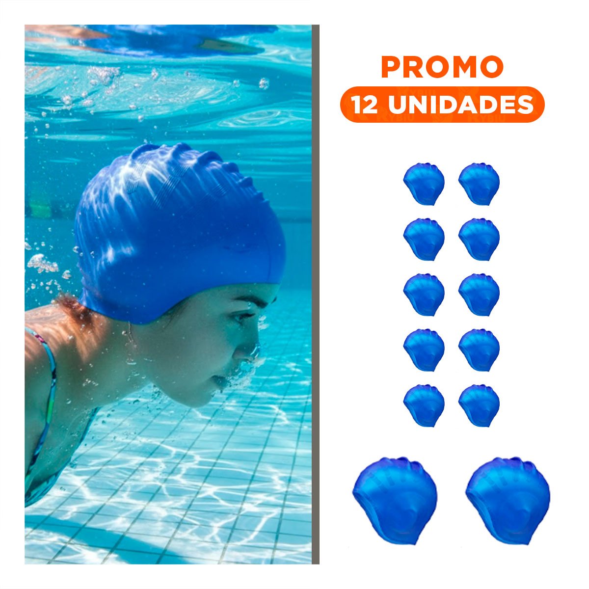 PACK12 GORRO PARA ACTIVIDADES ACUATICAS RECREATIVAS Y+REGALO STICKER - 1