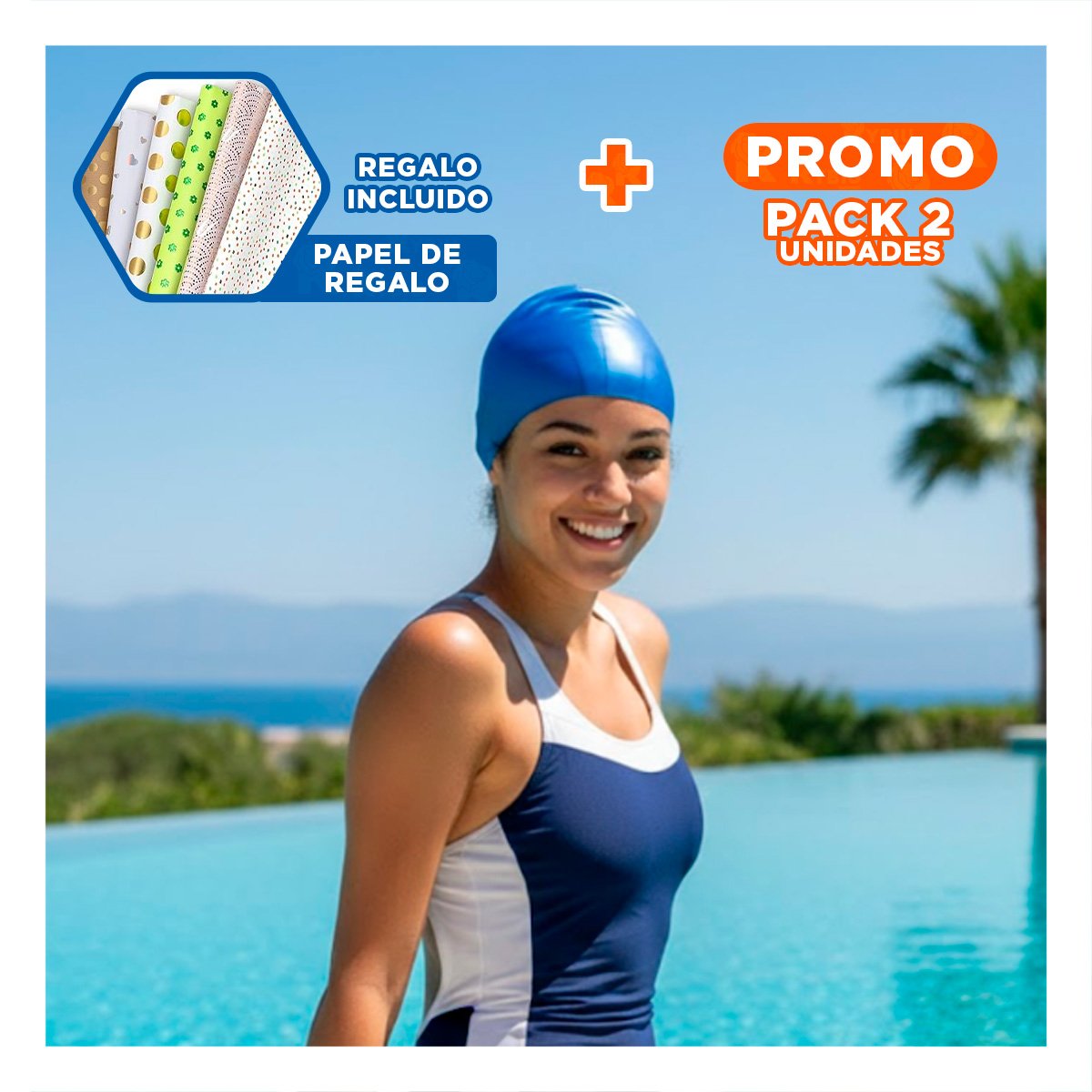 PACK2 GORRO DE NATACION PARA NINOS CON COMODIDAD Y PROTECCION Y+PAPEL REGALO - 1