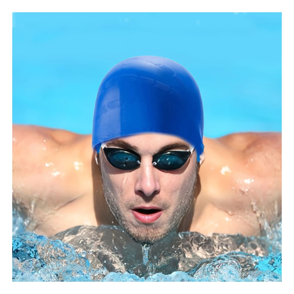 PACK4 GORRO DE NATACION AZUL PARA NINOS Y NINAS Y+REGALO STICKER - 5