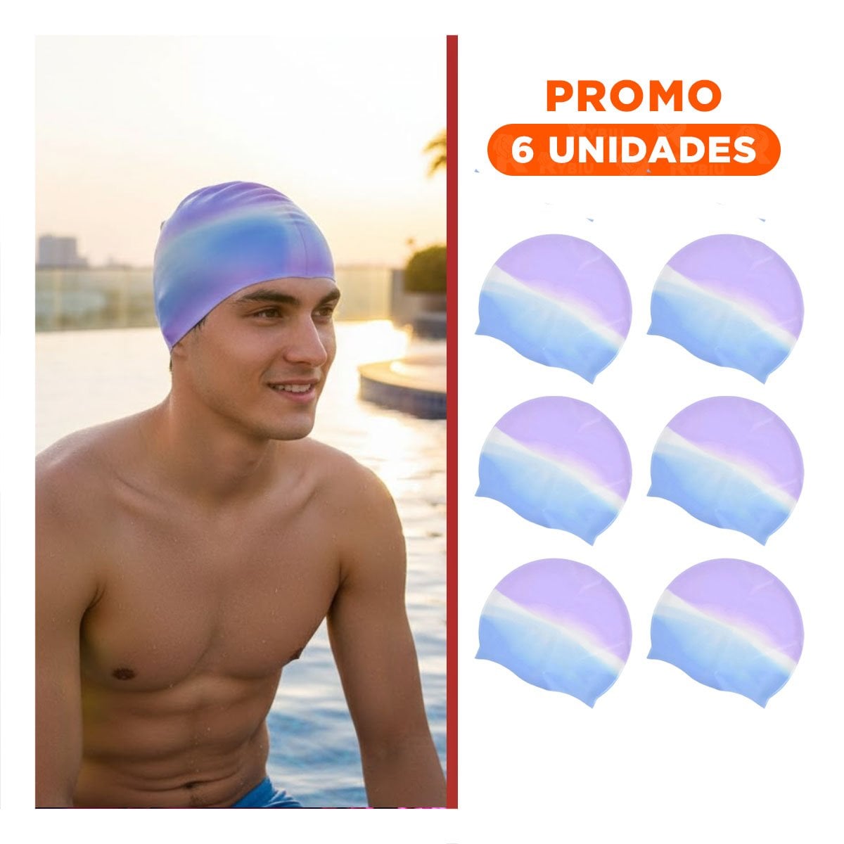 PACK6 PROTECTOR NATACION UNISEX PARA LA CABEZA PRACTICO EN PISCINA - 1