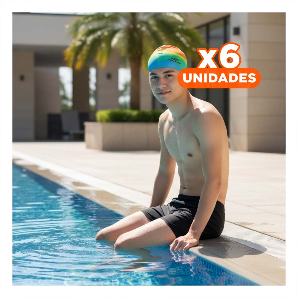 PACK6 IMPLEMENTO ACUATICO UNISEX COMODO PARA PRACTICA DE PISCINA EN LA CABEZA Y+REGALO STICKER - 1