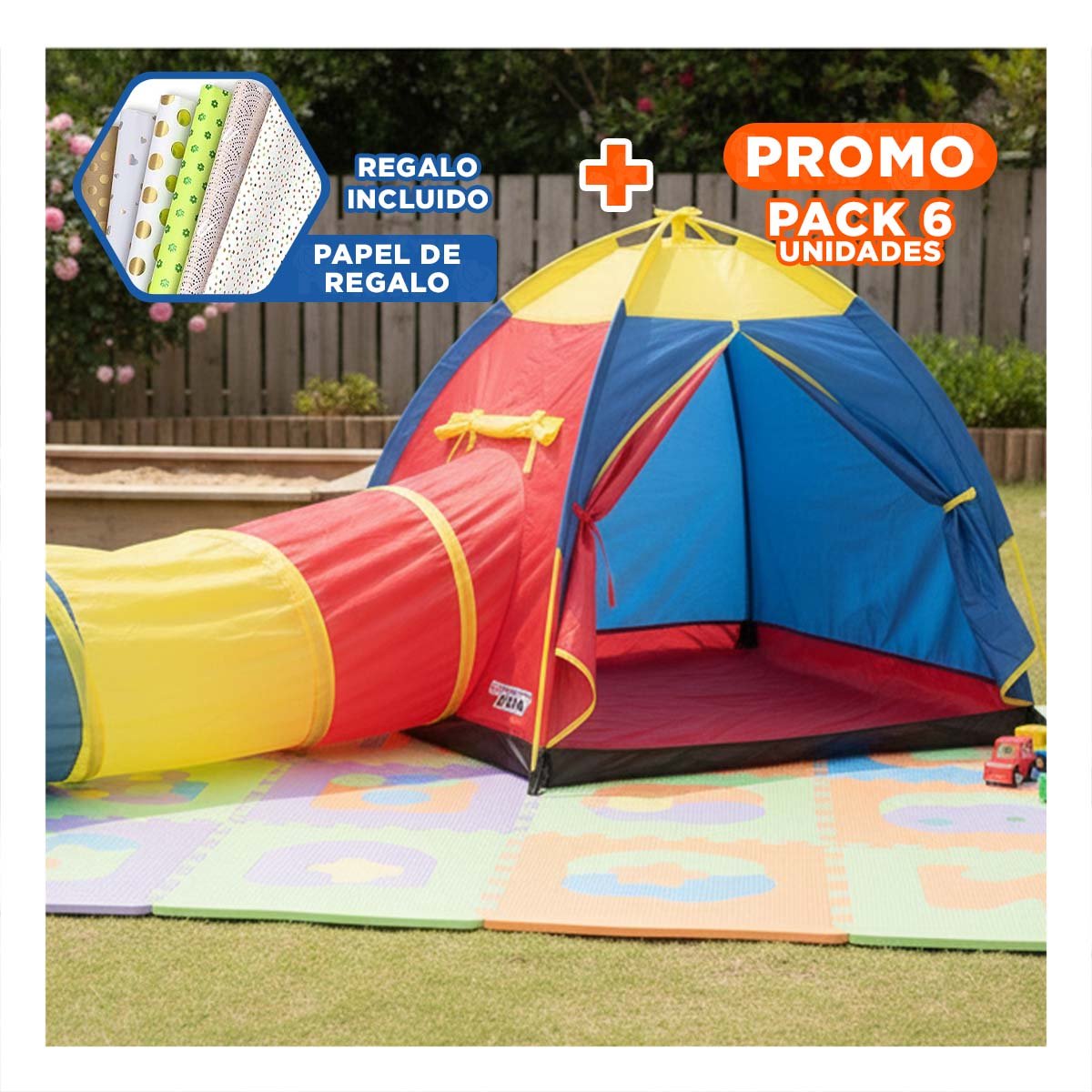 PACK6 ÁREA INFANTIL PORTATIL MG-15206 COMODA Y SEGURA PARA DIVERSION DE NIÑOS Y+PAPEL REGALO - 1