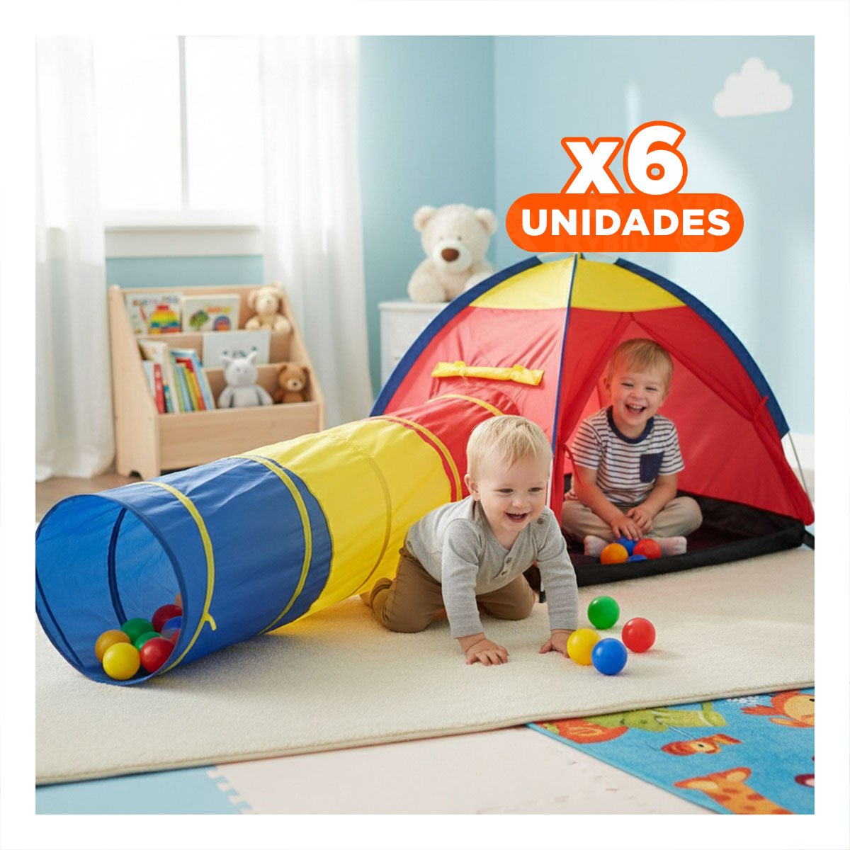 PACK6 ESPACIO INFANTIL PORTATIL MG-15206 FACIL DE MONTAR Y USAR EN CASA Y+REGALO STICKER - 1