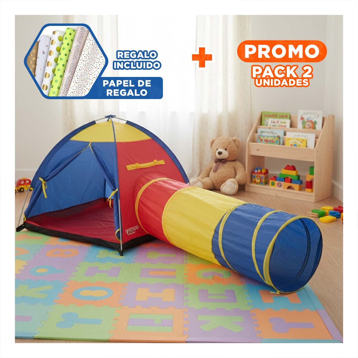 PACK2 PARQUE PARA NIÑOS MG-15206 PORTATIL Y SEGURO PARA DIVERSION DIARIA Y+PAPEL REGALO - 1