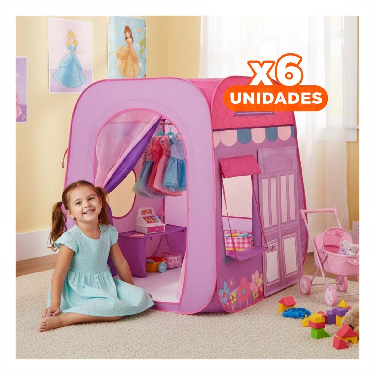 PACK6 LOCAL DE NINA LILA MG-801-3 PARA JUEGOS INFANTILES EN CASA Y+REGALO STICKER - 1