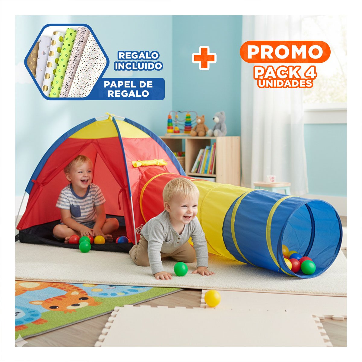 PACK4 ZONA PARA NIÑOS MG-15206 PORTATIL Y FACIL DE USAR PARA JUGAR Y+PAPEL REGALO - 1