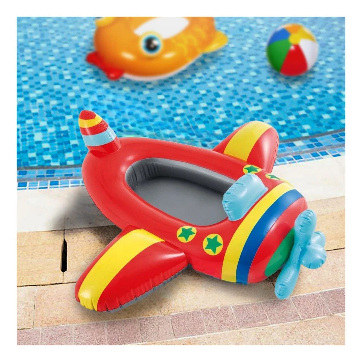 PACK2 FLOTANTE PORTATIL 3D AVION 59380NP COMODO Y RESISTENTE PARA PISCINA - 3