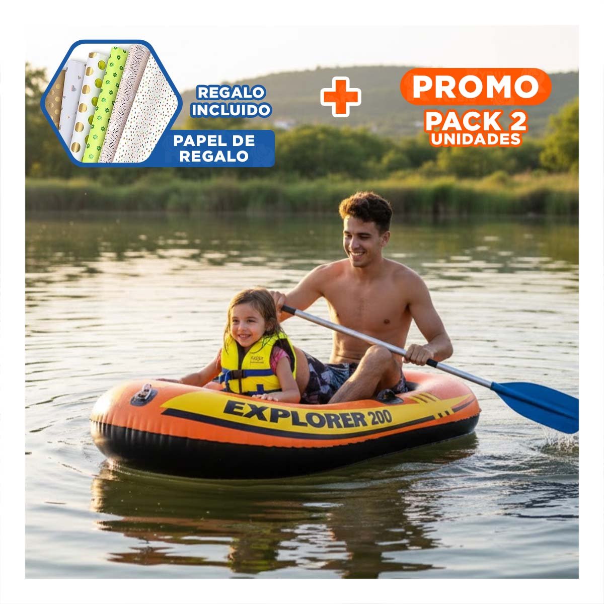 PACK2 BALSA INFLABLE EXPLORER 200 PARA DIVERSION FAMILIAR AL AIRE LIBRE ...