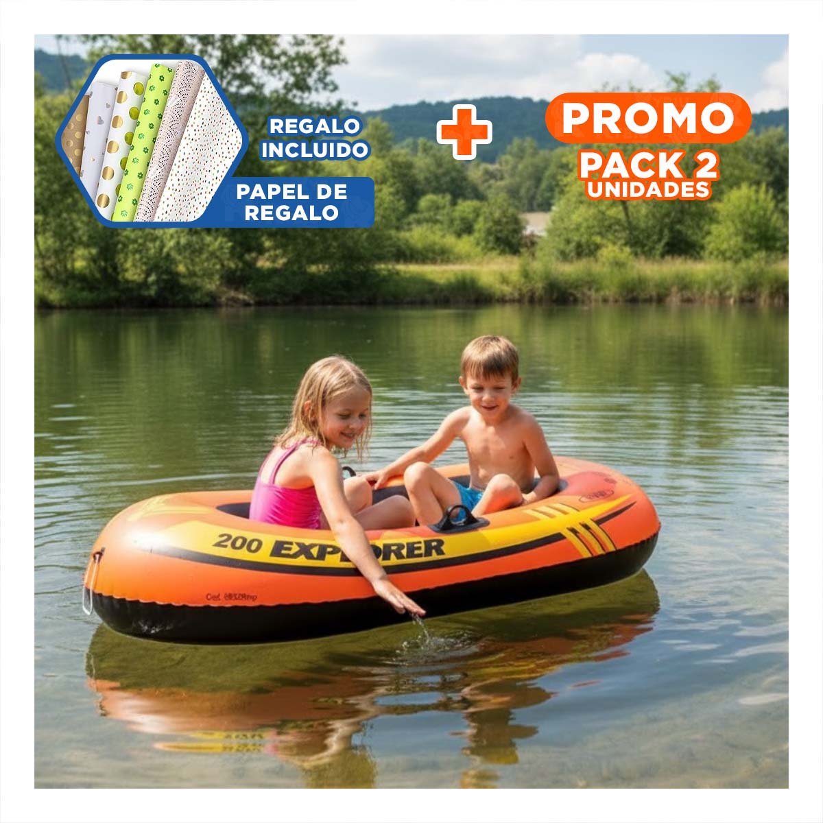 PACK2 BALSA INFLABLE EXPLORER 200 CON REMOS E INFLADOR PARA DIVERSION ...
