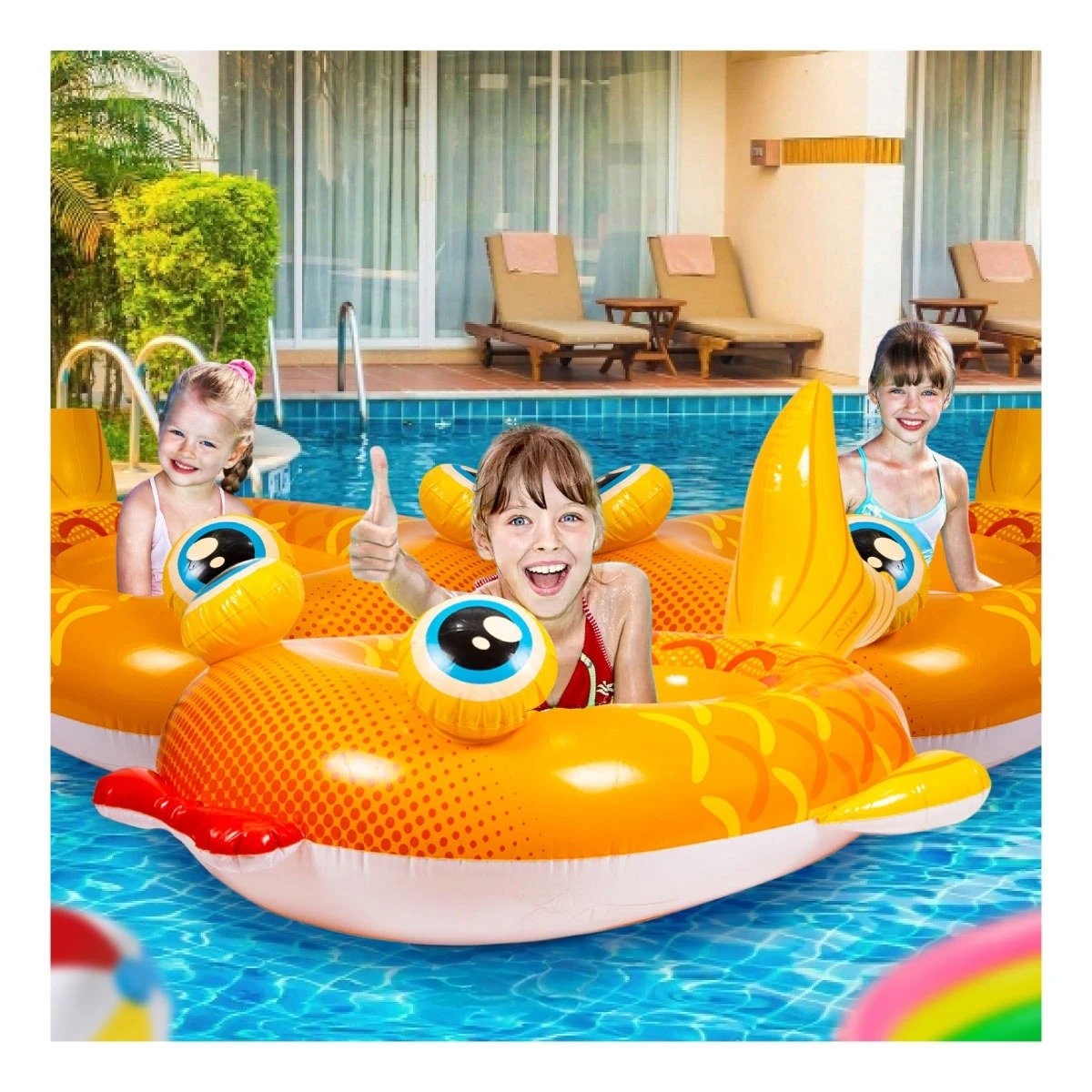 PACK4 COLCHONETA DE PISCINA 3D PEZ 59380NP INFLABLE Y FACIL DE TRANSPORTAR - 2