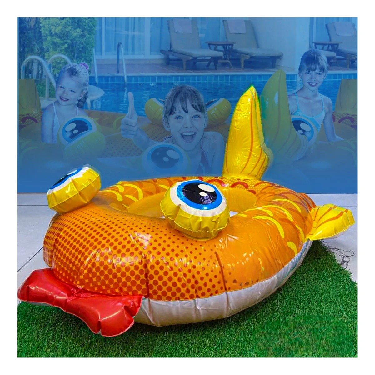 PACK4 COLCHONETA DE PISCINA 3D PEZ 59380NP INFLABLE Y FACIL DE TRANSPORTAR - 3