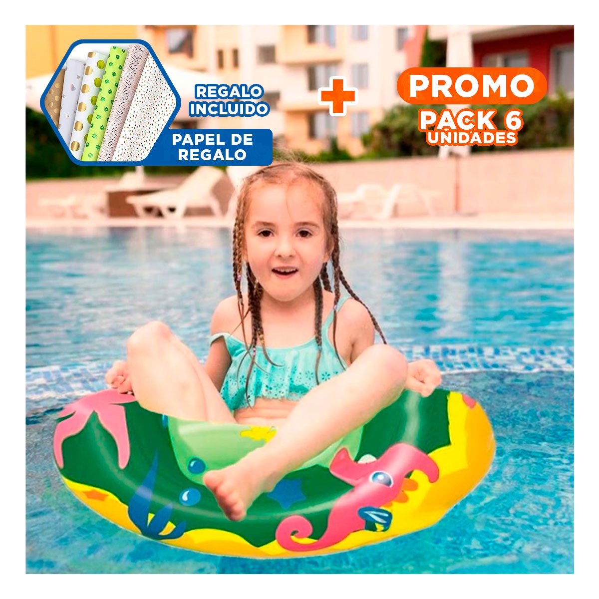 PACK6 COLCHONETA PORTATIL DE AGUA ACUARIO PULPO 36113 COMODA Y SEGURA Y+PAPEL REGALO - 1