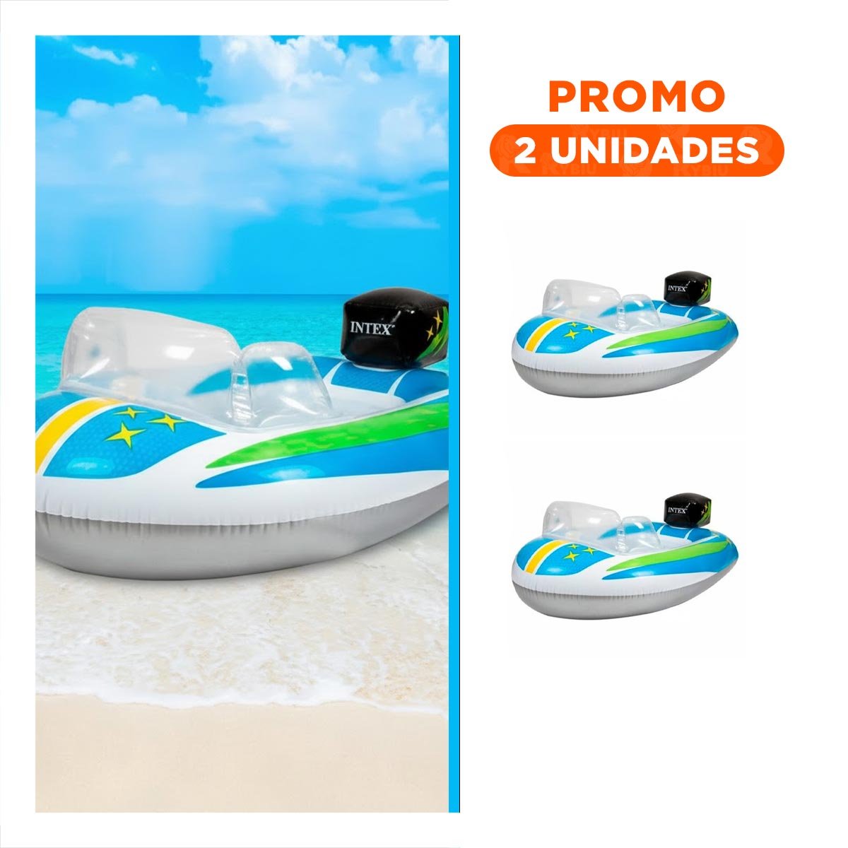 PACK2 FLOTANTE PORTATIL 3D CARRO 59380NP COMODO Y RESISTENTE PARA PISCINA - 1