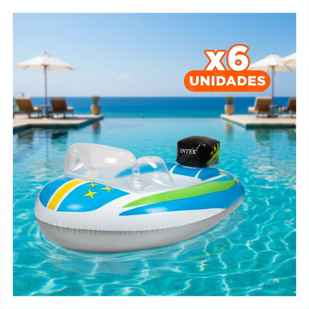 PACK6 FLOTANTE PORTATIL DE AGUA 3D CARRO 59380NP RESISTENTE Y FACIL DE USAR Y+REGALO STICKER - 1