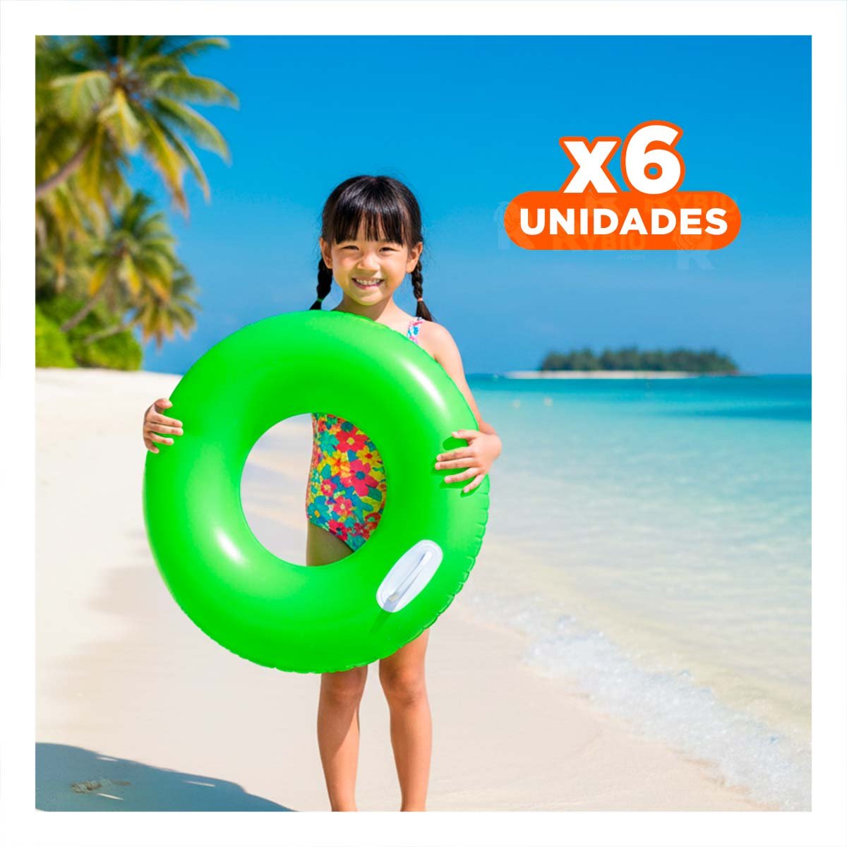 PACK6 INFLABLE CON ASA VERDE 76 CM LUDICO Y SEGURO PARA PISCINA Y NIÑOS Y+REGALO STICKER - 1