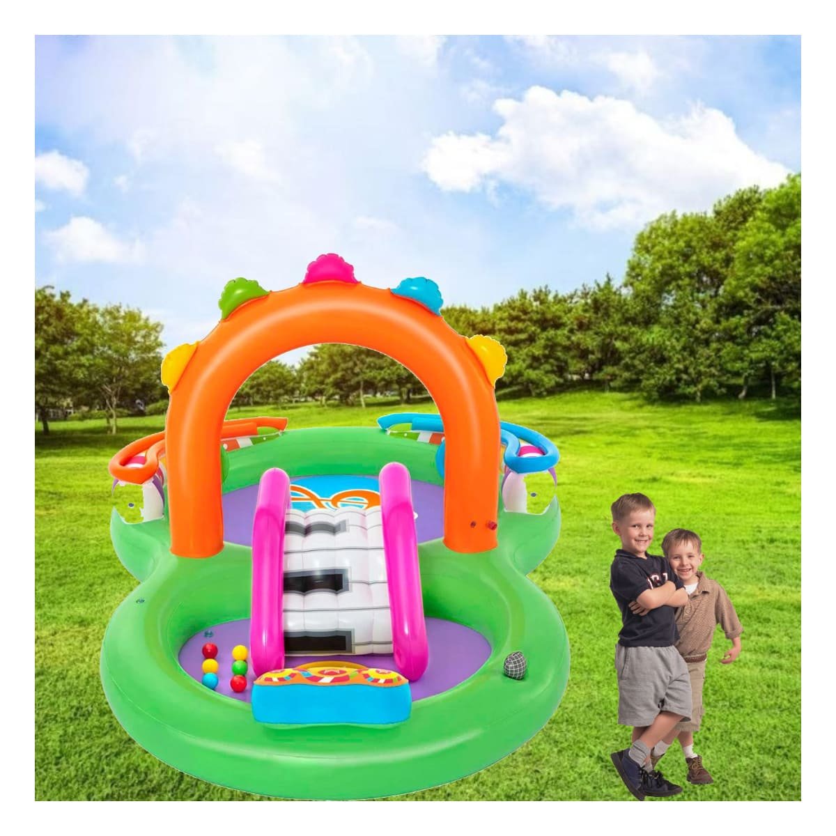 PACK2 ZONA INFANTIL BESTWAY 53117 295X137X190 CM PARQUE ACUATICO Y+PAPEL REGALO - 5