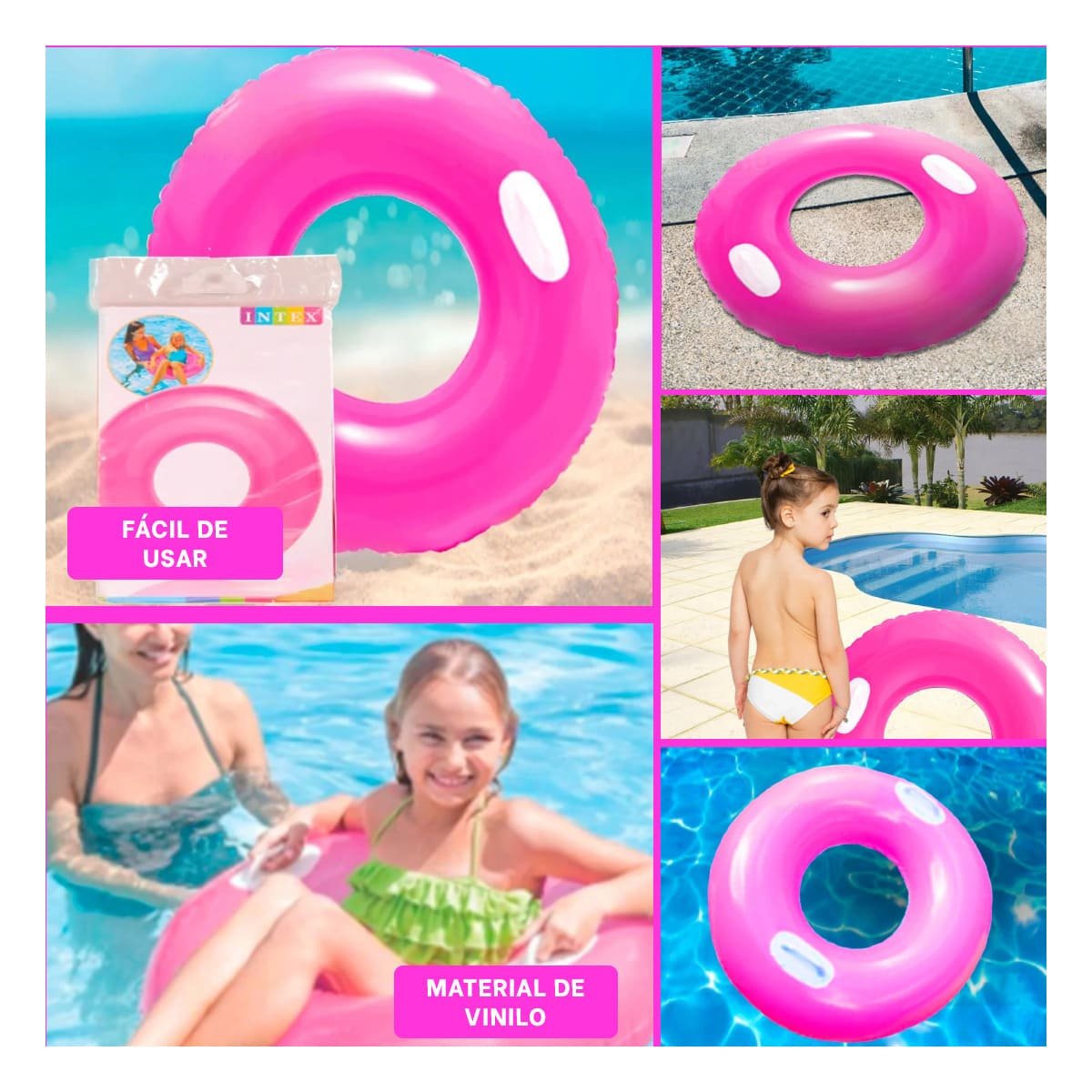 PACK12 INFLABLE CON ASA FUCSIA 76 CM LUDICO Y SEGURO PARA PISCINA Y NIÑOS Y+PAPEL REGALO - 2