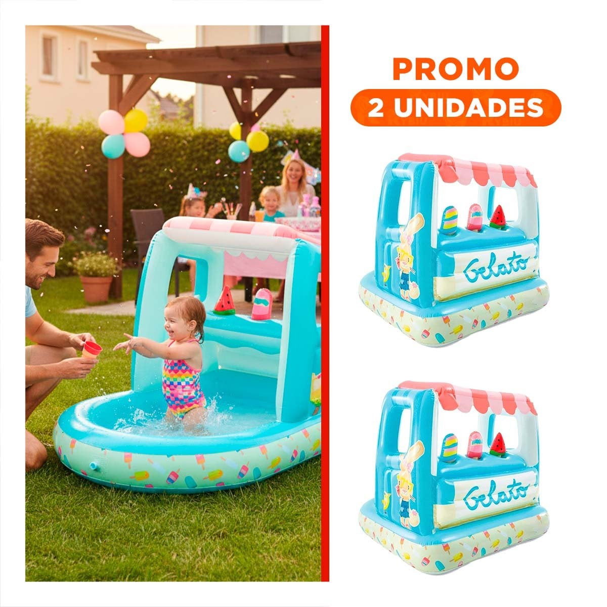 PACK2 ESPACIO INFLABLE HELADERÍA CON 3 HELADOS MOD 48672NP 102X127X99 CM INTEX PARA JARDÍN - 1