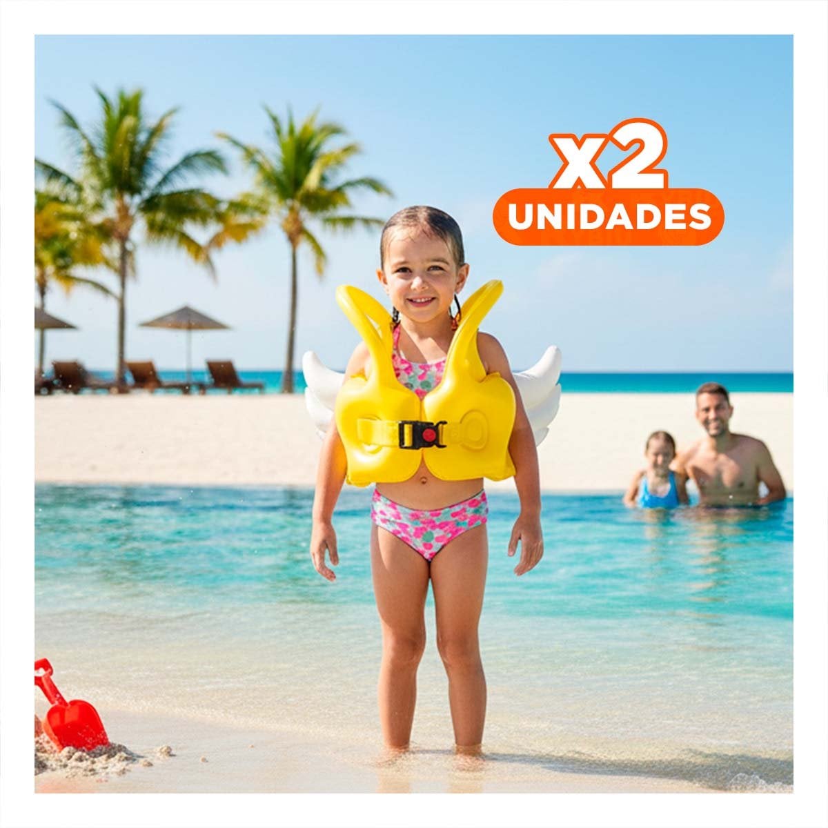 PACK2 JUGUETE CON ALAS AMARILLO SEGURO Y DIVERTIDO PARA PISCINA Y NIÑOS Y+REGALO STICKER - 1