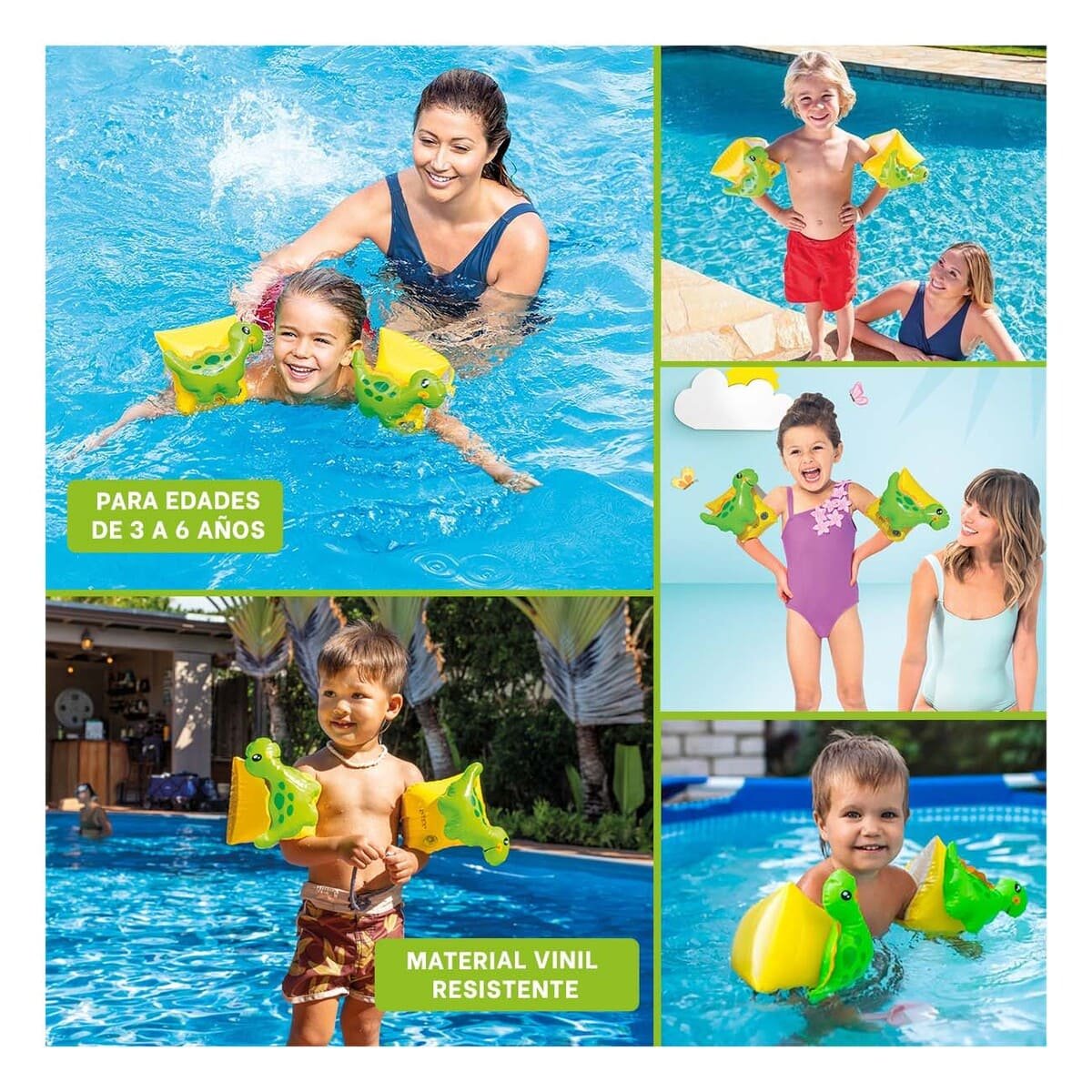 PACK4 BRAZALETE PORTATIL DE AGUA DINOSAURIO 56664NP INFLABLE Y+REGALO STICKER - 2