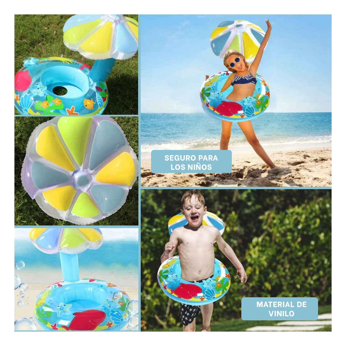 PACK2 FLOTADOR FLOR CELESTE RESISTENTE Y DIVERTIDO PARA JUEGOS ACUATICOS Y+PAPEL REGALO - 3