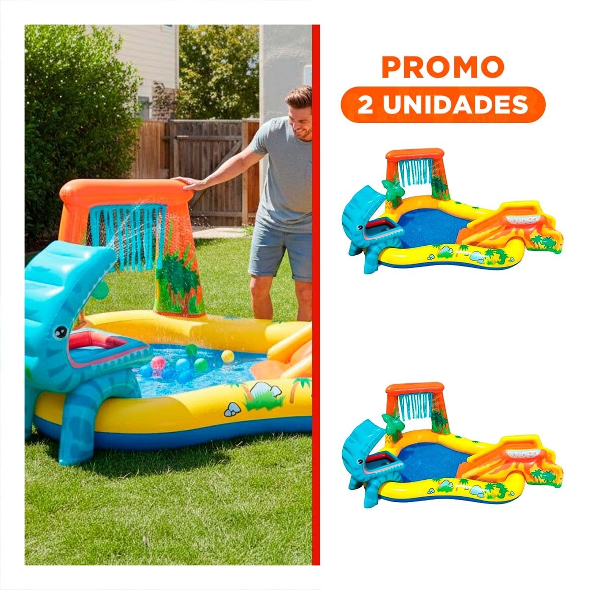 PACK2 RINCON DE JUEGO INTEX 57444NP 249X191X109 CM DINOSAURIO PARA DIVERSION - 1