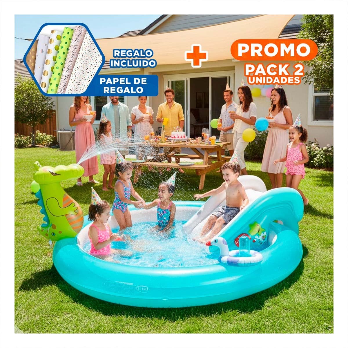 PACK2 CENTRO DE JUEGO INTEX 57165NP 57129NP 203X173X89 CM PISCINA PARA JUEGOS Y+PAPEL REGALO - 1