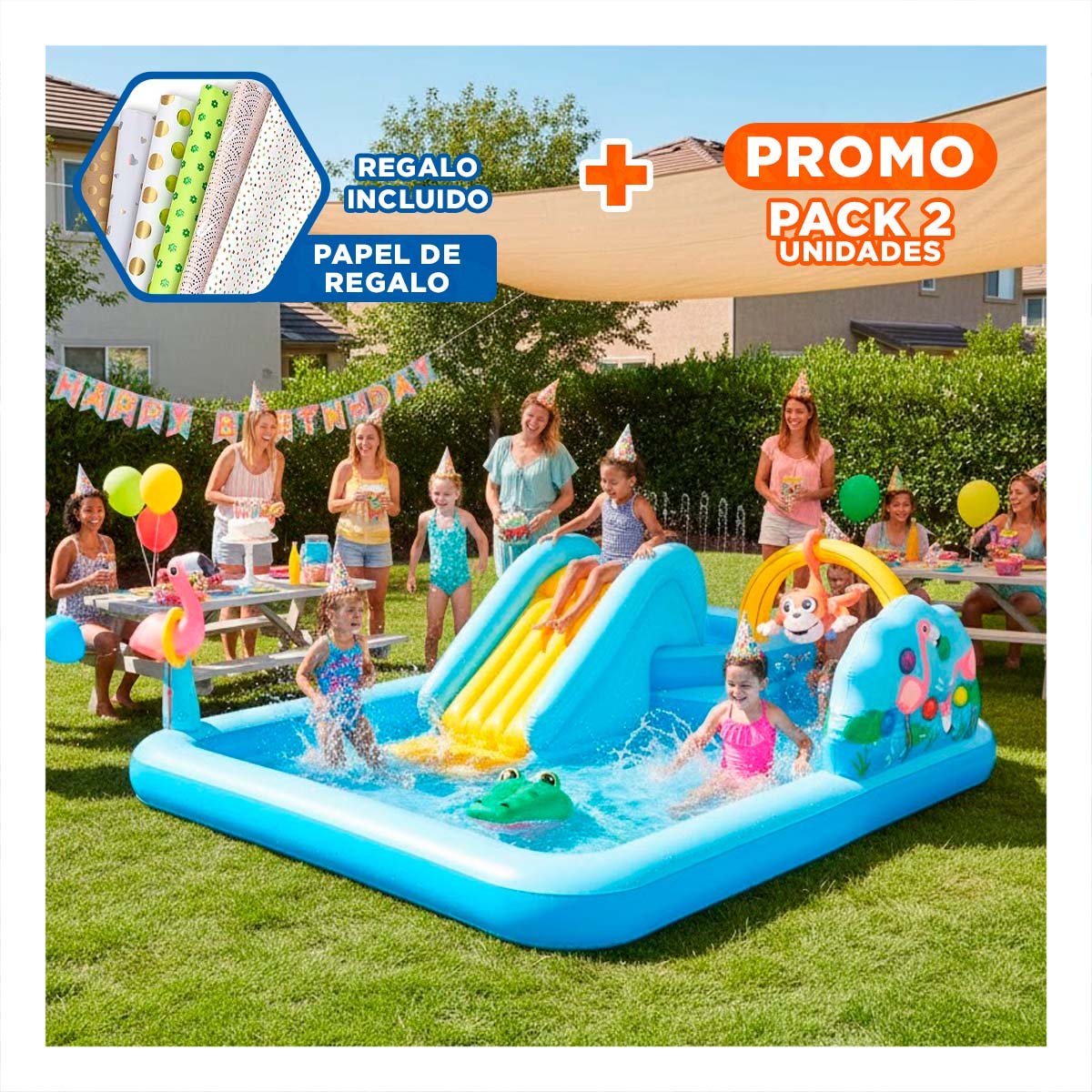 PACK2 RINCON DE JUEGO INTEX 57161NP 257X216X94 CM JUNGLA PARA JUEGOS Y DIVERSION Y+PAPEL REGALO - 1