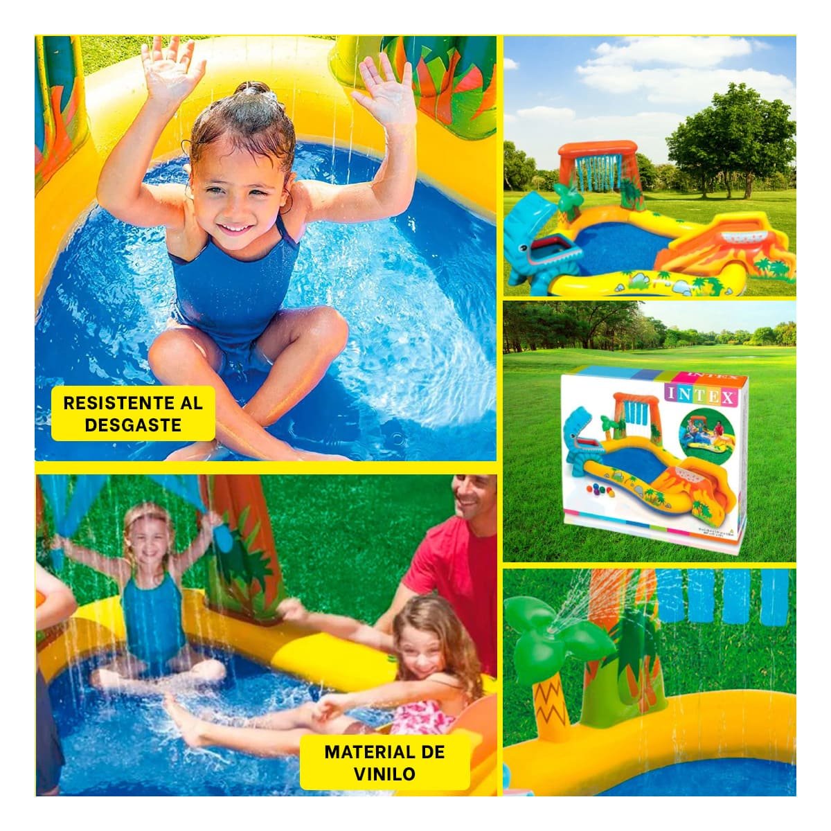 PACK2 CENTRO INFANTIL INTEX 57444NP 249X191X109 CM DINOSAURIO Y+PAPEL REGALO - 3