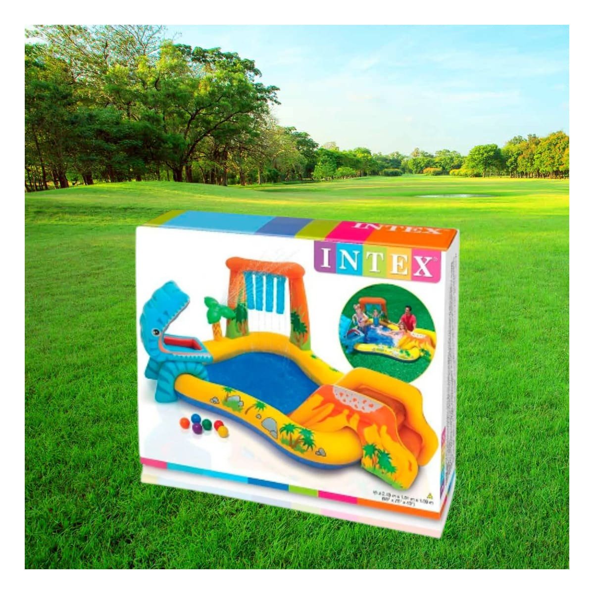 PACK2 CENTRO INFANTIL INTEX 57444NP 249X191X109 CM DINOSAURIO Y+PAPEL REGALO - 5