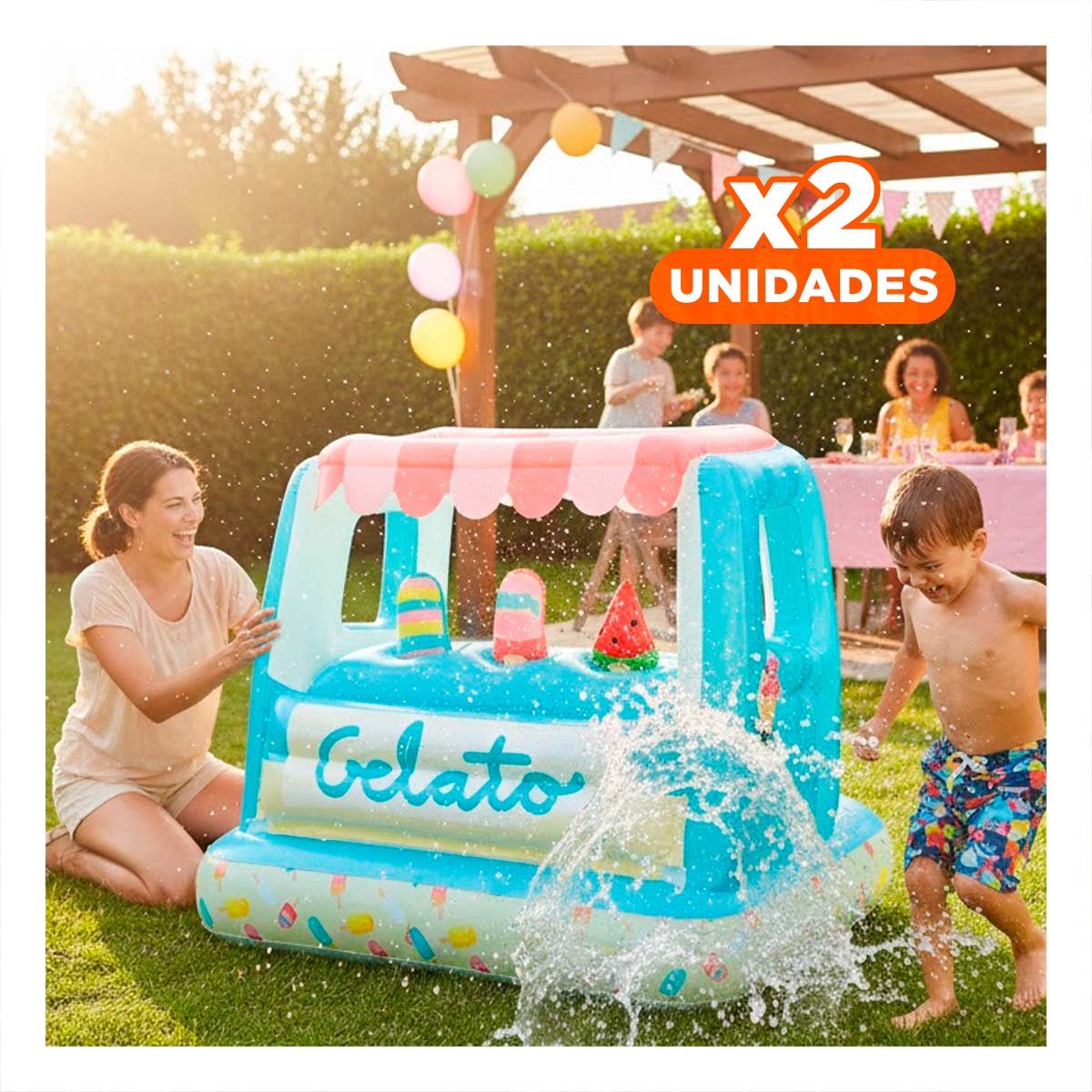 PACK2 ZONA DE JUEGO HELADERÍA CON 3 HELADOS MOD 48672NP 102X127X99 CM INTEX Y+REGALO STICKER - 1