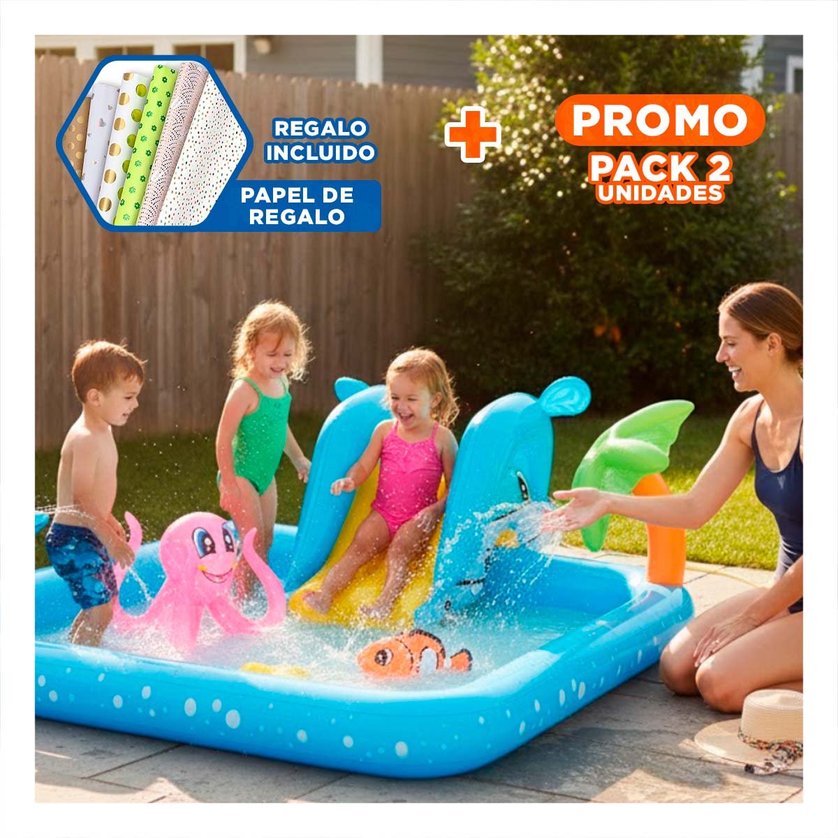 PACK2 ZONA INFANTIL BESTWAY 53052 239X206X86 CM ACUARIO PARA JUEGOS Y+PAPEL REGALO - 1