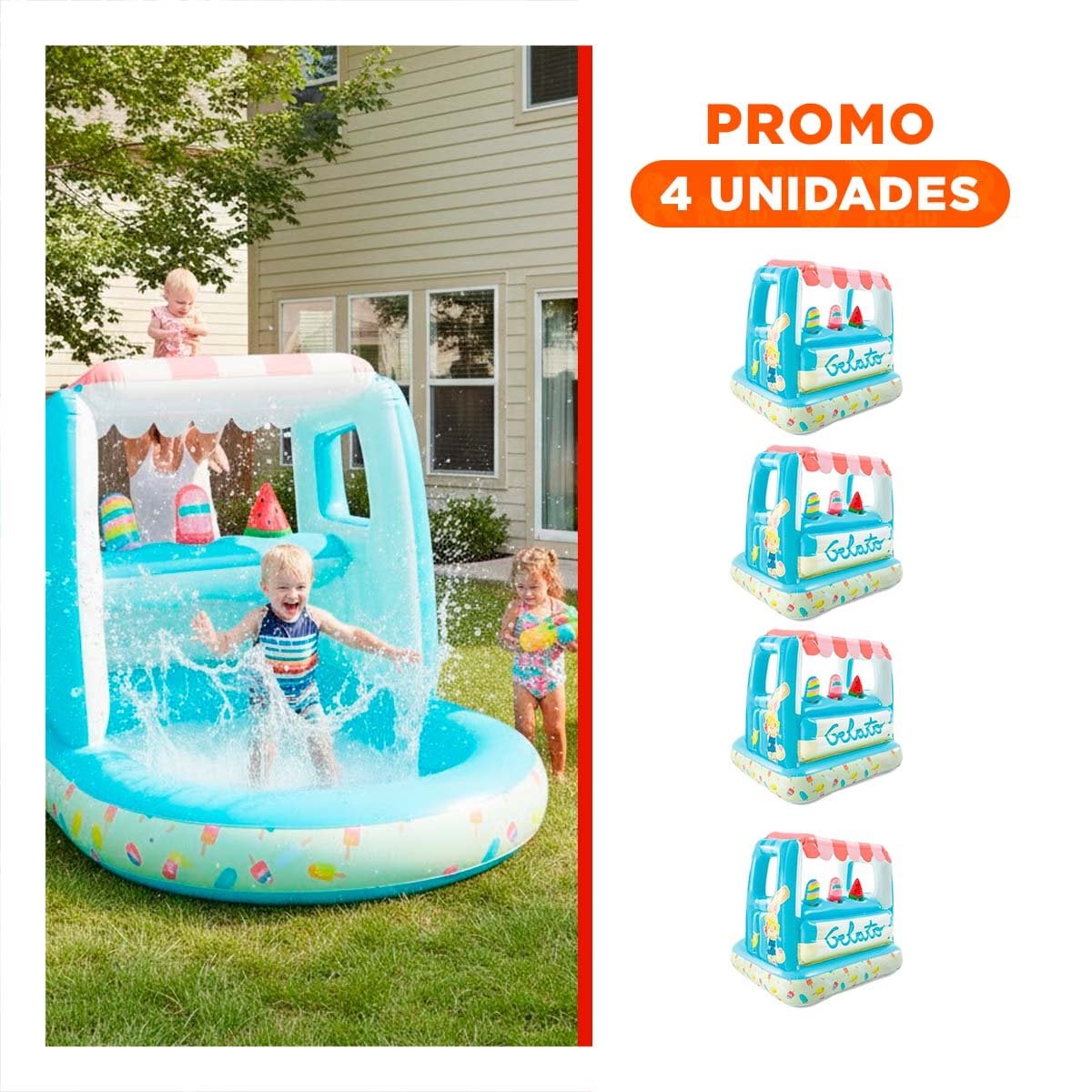 PACK4 JUGUETE DE JUEGO HELADERÍA CON 3 HELADOS MOD 48672NP 102X127X99 CM INTEX Y+REGALO STICKER - 1