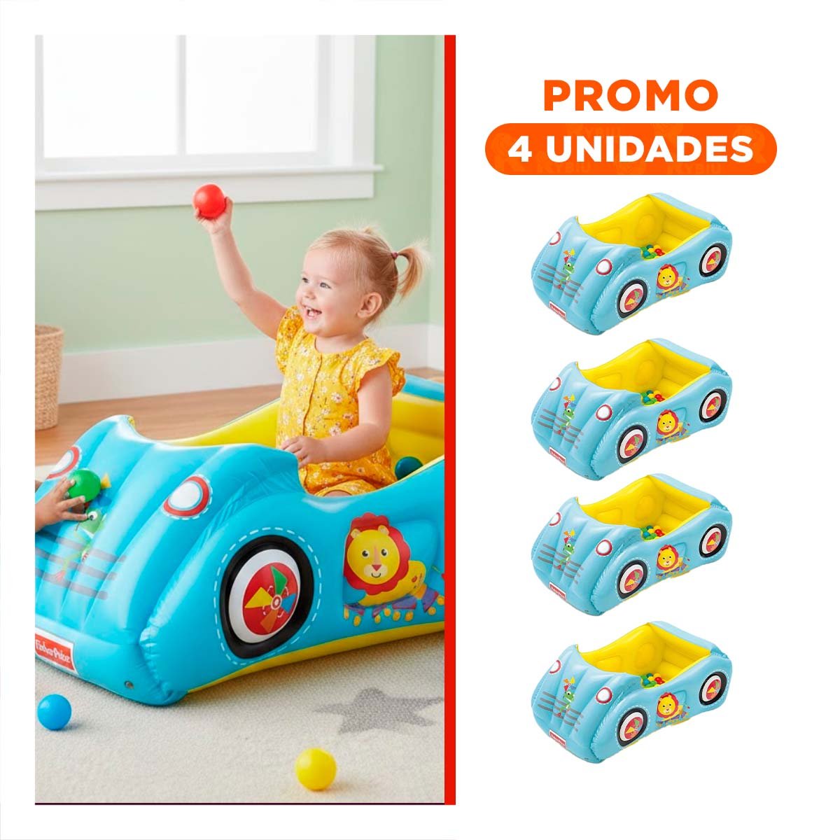 PACK4 CARRO PORTATIL BESTWAY CON 25 PELOTAS PARA JUEGOS INFANTILES Y+REGALO STICKER - 1