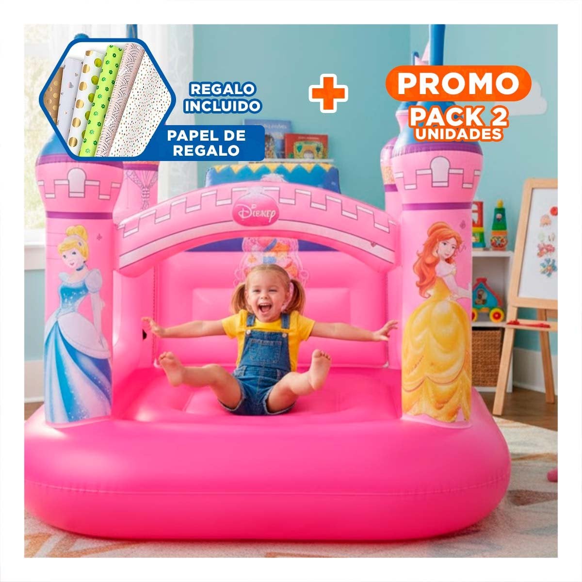 PACK2 FORTALEZA INFLABLE BESTWAY 91050 157X147X163 CM PARA DIVERSION EN CASA Y+PAPEL REGALO - 1
