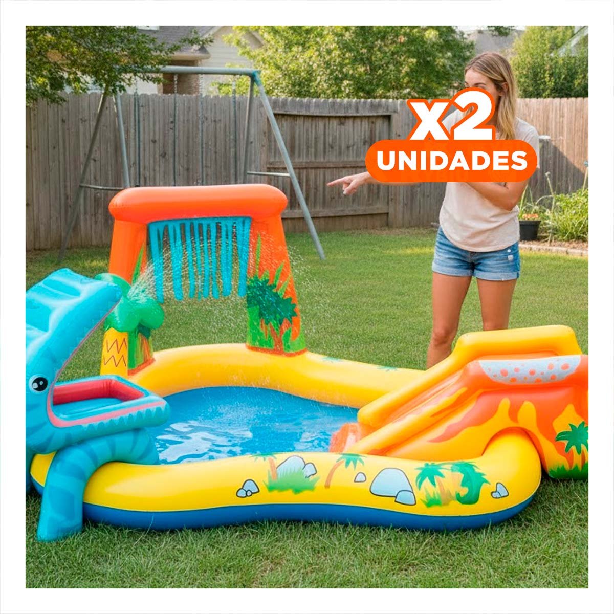 PACK2 PARQUE INFANTIL INTEX 57444NP 249X191X109 CM DINOSAURIO Y+REGALO STICKER - 1